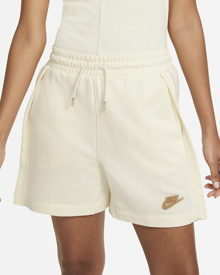 The cream-colored drawstring shorts