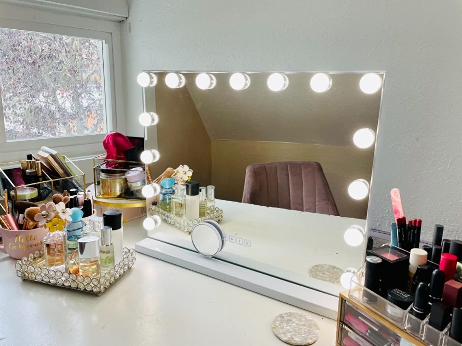 reviewer image of their vanity with the mirror