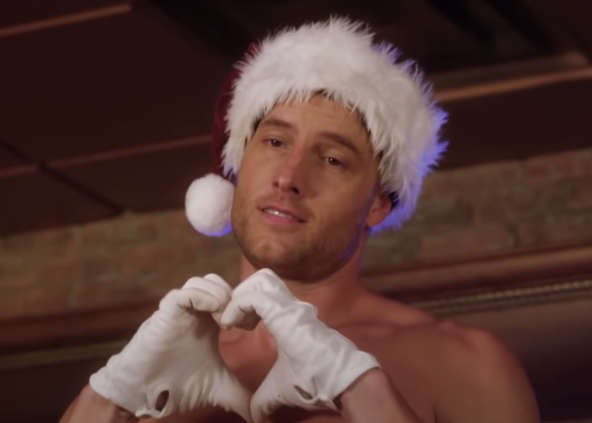 Justin Hartley as a Santa stripper