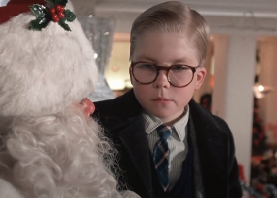 Ralphie on Santa's lap at the mall