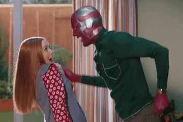 wanda and vision dance in their living room