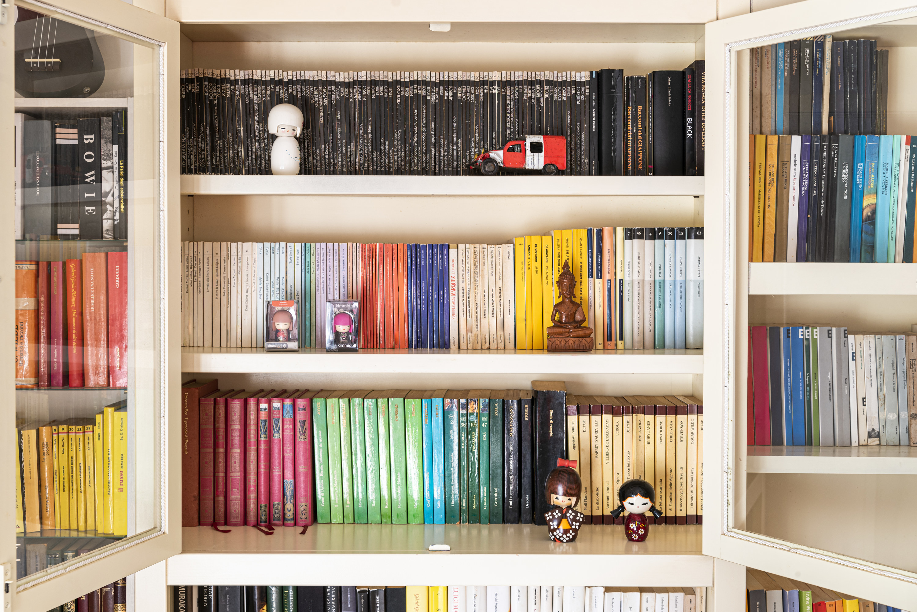 Color-coded bookshelf
