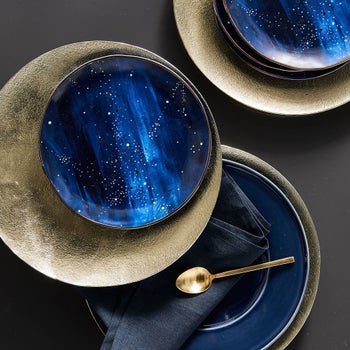 Blue salad plates with a constellation design