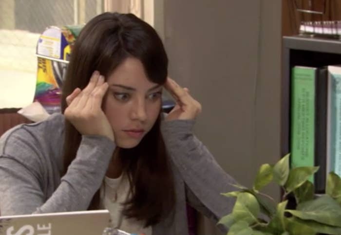 April Ludgate looking stressed