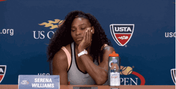 Serena Williams at a press conference saying, &quot;Just being honest&quot;