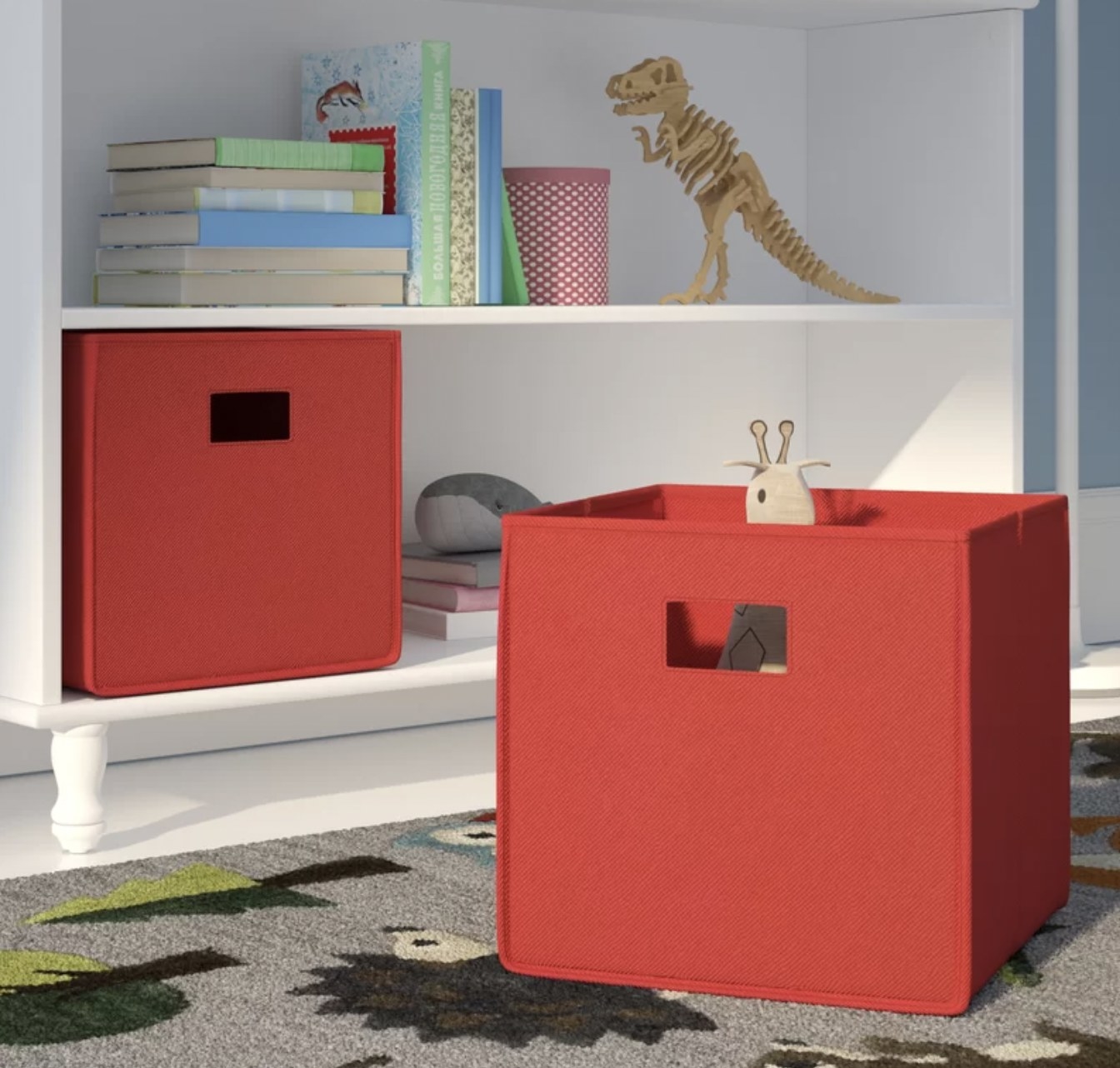 Red fabric cube