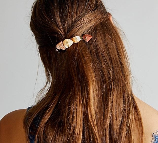 Model wearing the barrette