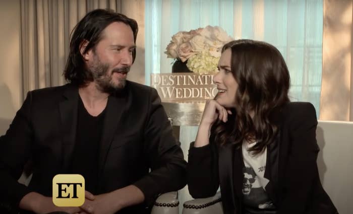 Winona Ryder and Keanu Reeves being interviewed together on Entertainment Tonight