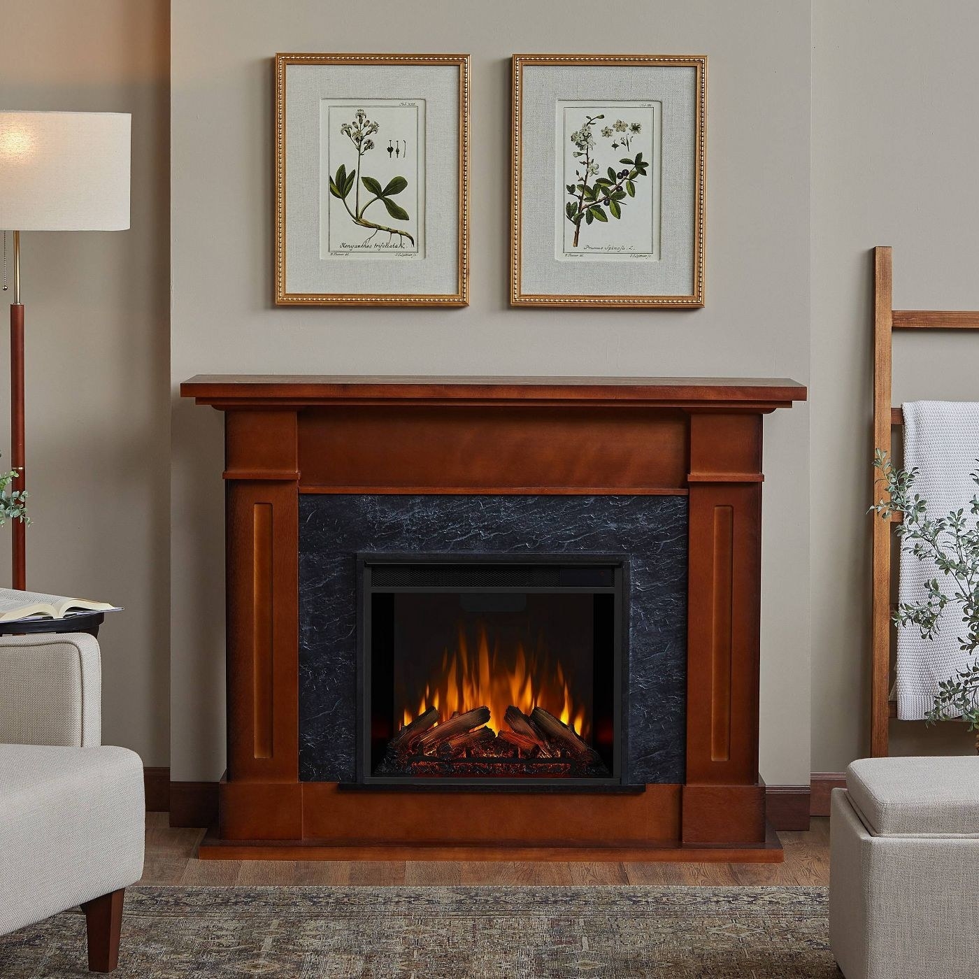 The freplace in burnished oak