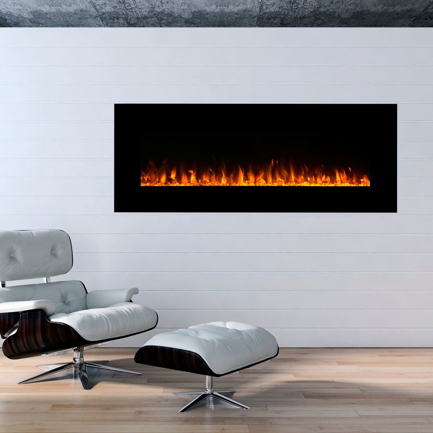 Wall-mounted fireplace