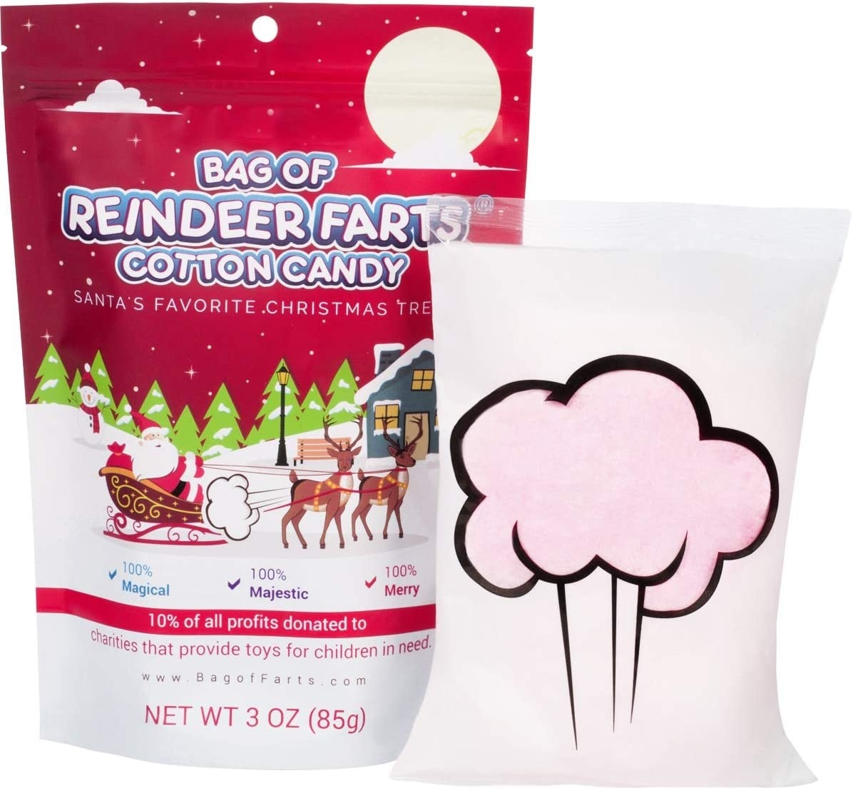 bag of cotton candle called &quot;reindeer farts&quot;