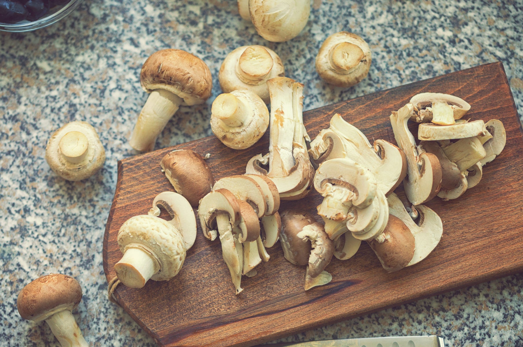 Fresh chopped Portobello mushrooms.