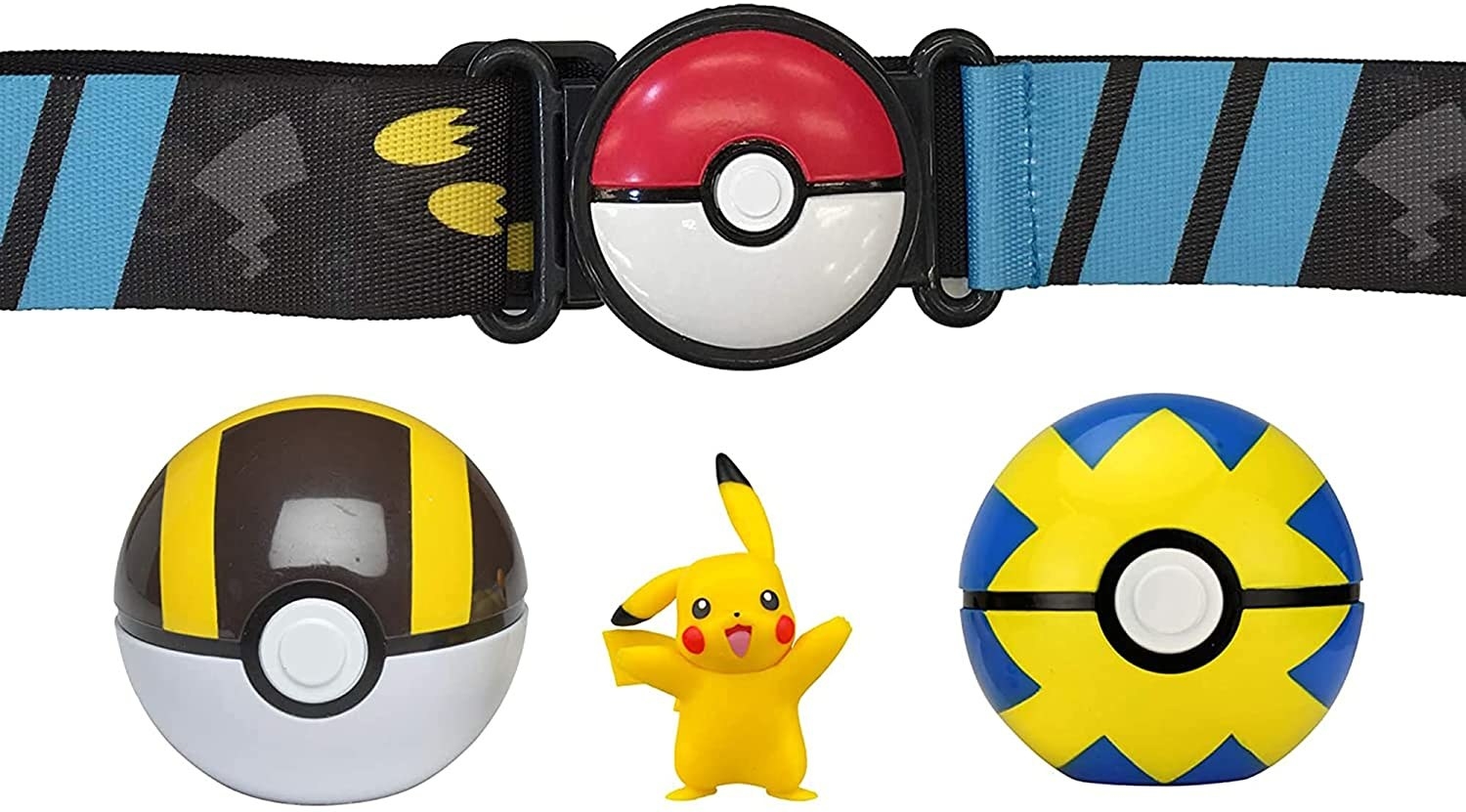 The Pokemon belt with poke balls and a Pikachu figurine