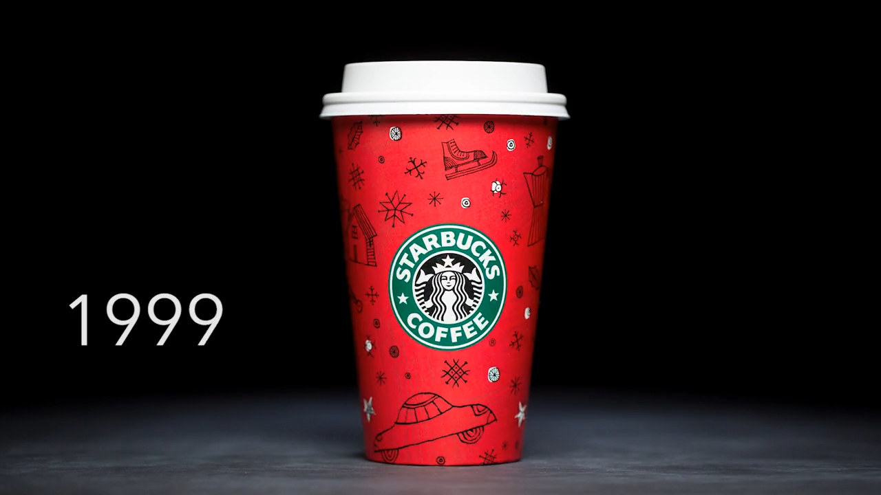 Photo of the 1999 Starbucks holiday cup