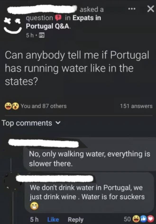 person who says there is no water in portugal