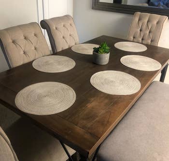 Reviewer photo of the beige placemats on a table