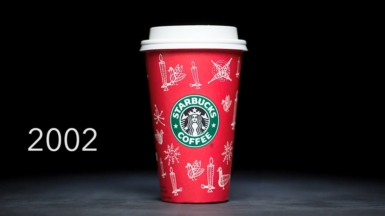 Photo of the 2002 Starbucks holiday cup