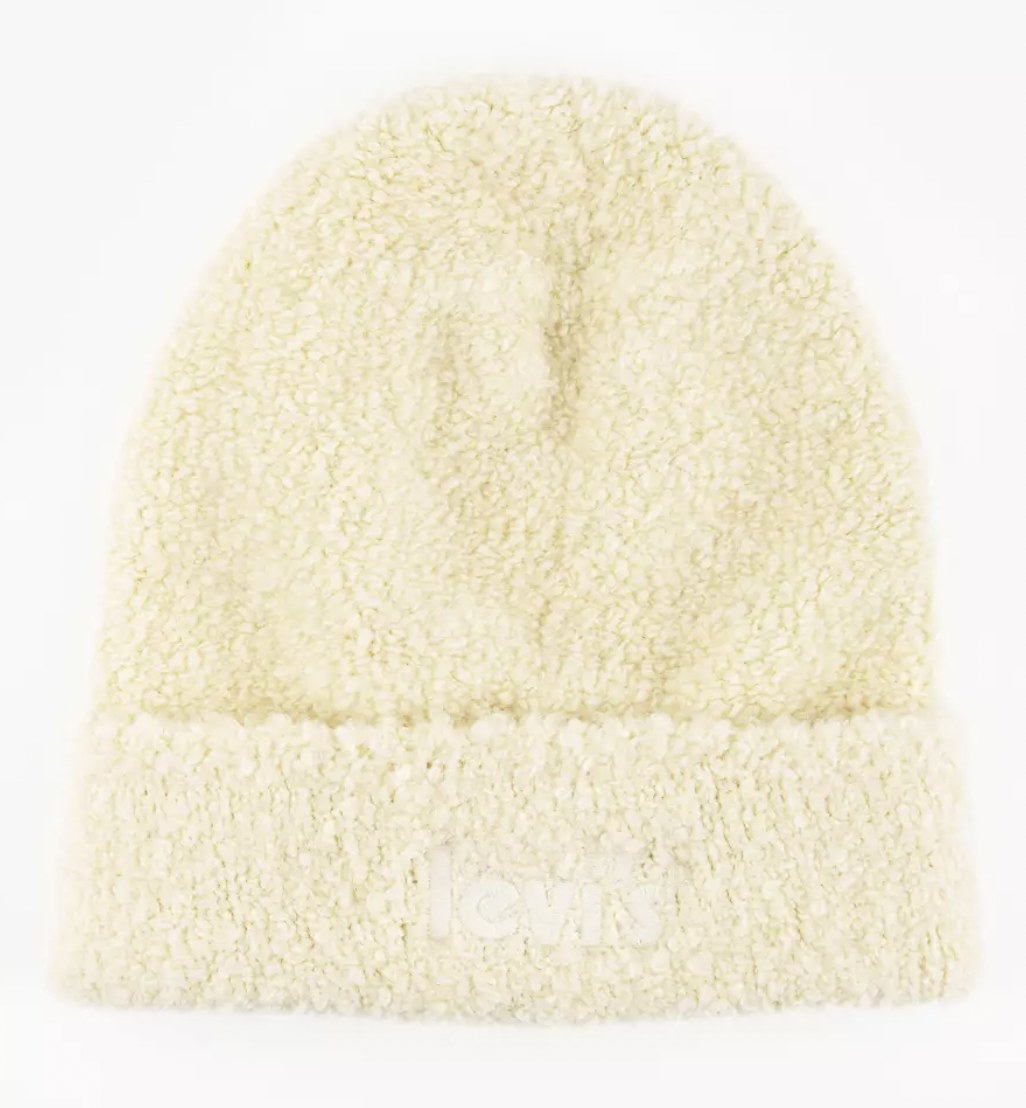 the hat in a white fluffy design