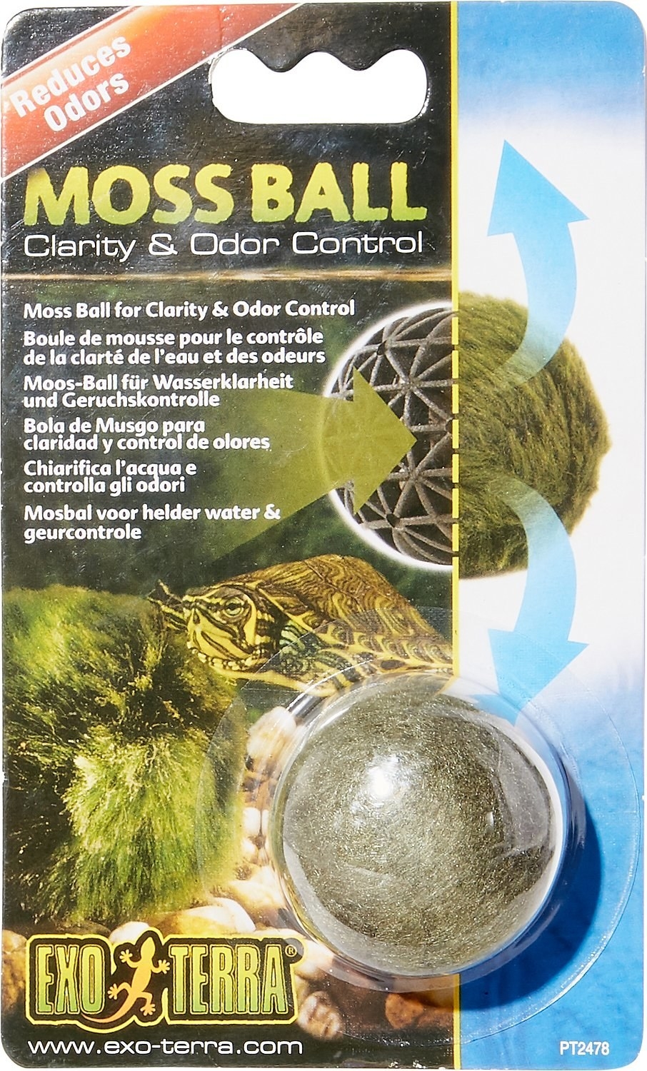 A image of a clarity and odor moss ball for turtles