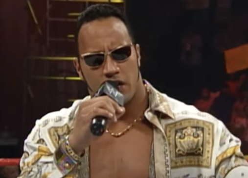 The Rock on stage wrestling