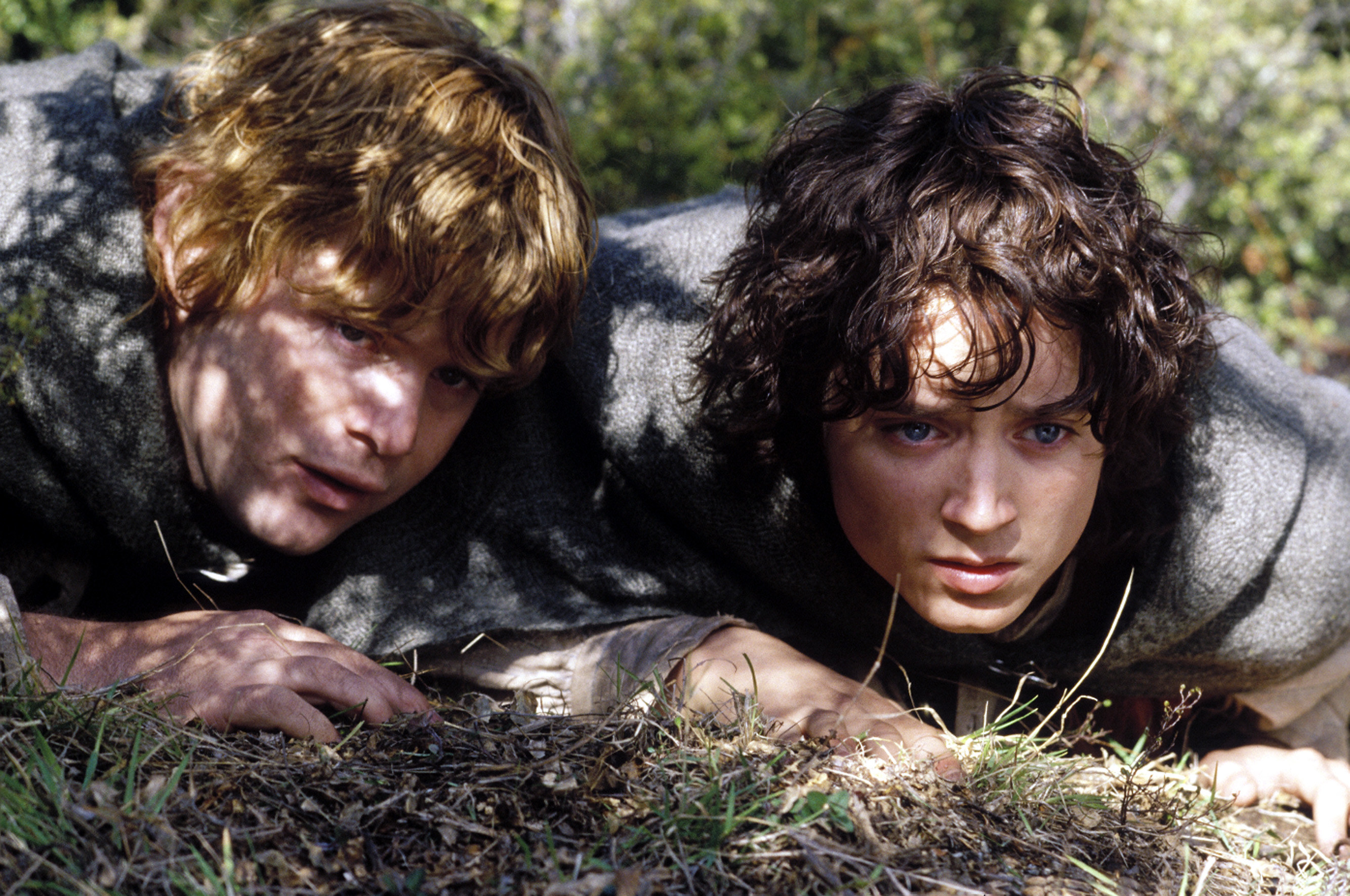 Two of the lord of the rings cast lay on the ground