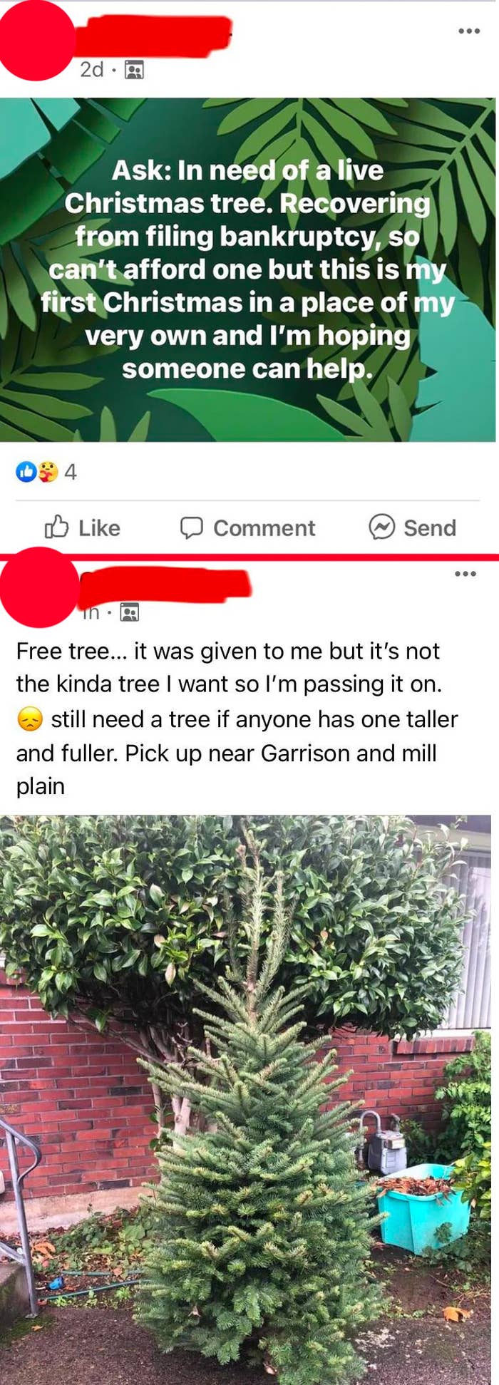 Someone asks for a free Christmas tree, then complains because it isn&#x27;t tall or full enough