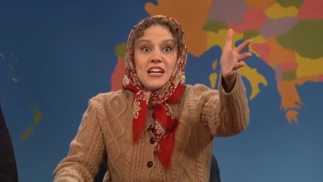 Kate McKinnon as Olya Povlatsky on Weekend Update in &quot;Saturday Night Live&quot;