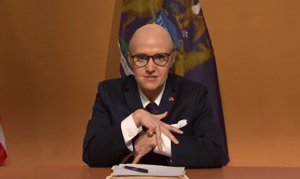 Kate McKinnon as Rudy Giuliani behind a desk in &quot;Saturday Night Live&quot;