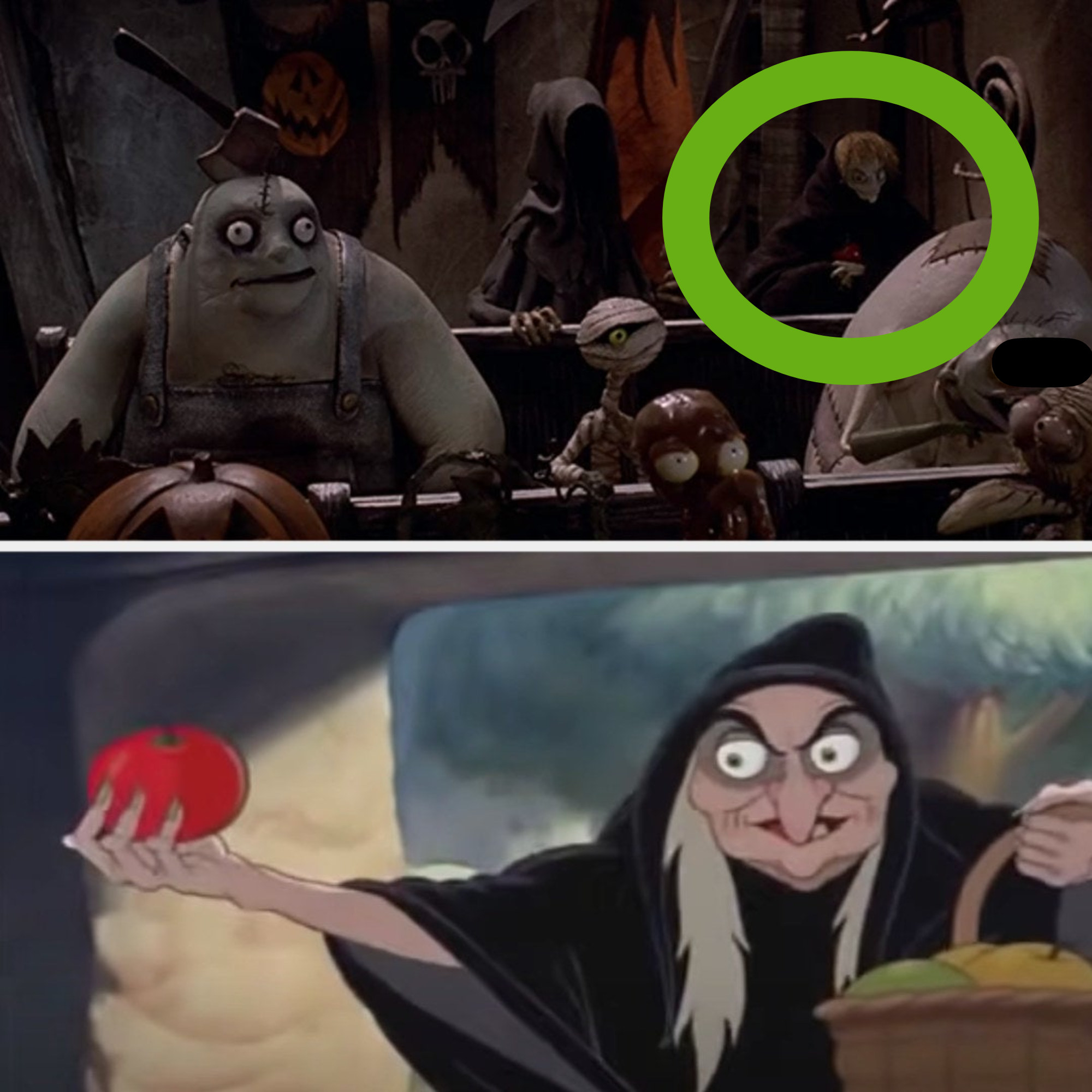 The evil witch sitting in a meeting in &quot;The Nightmare Before Christmas&quot;