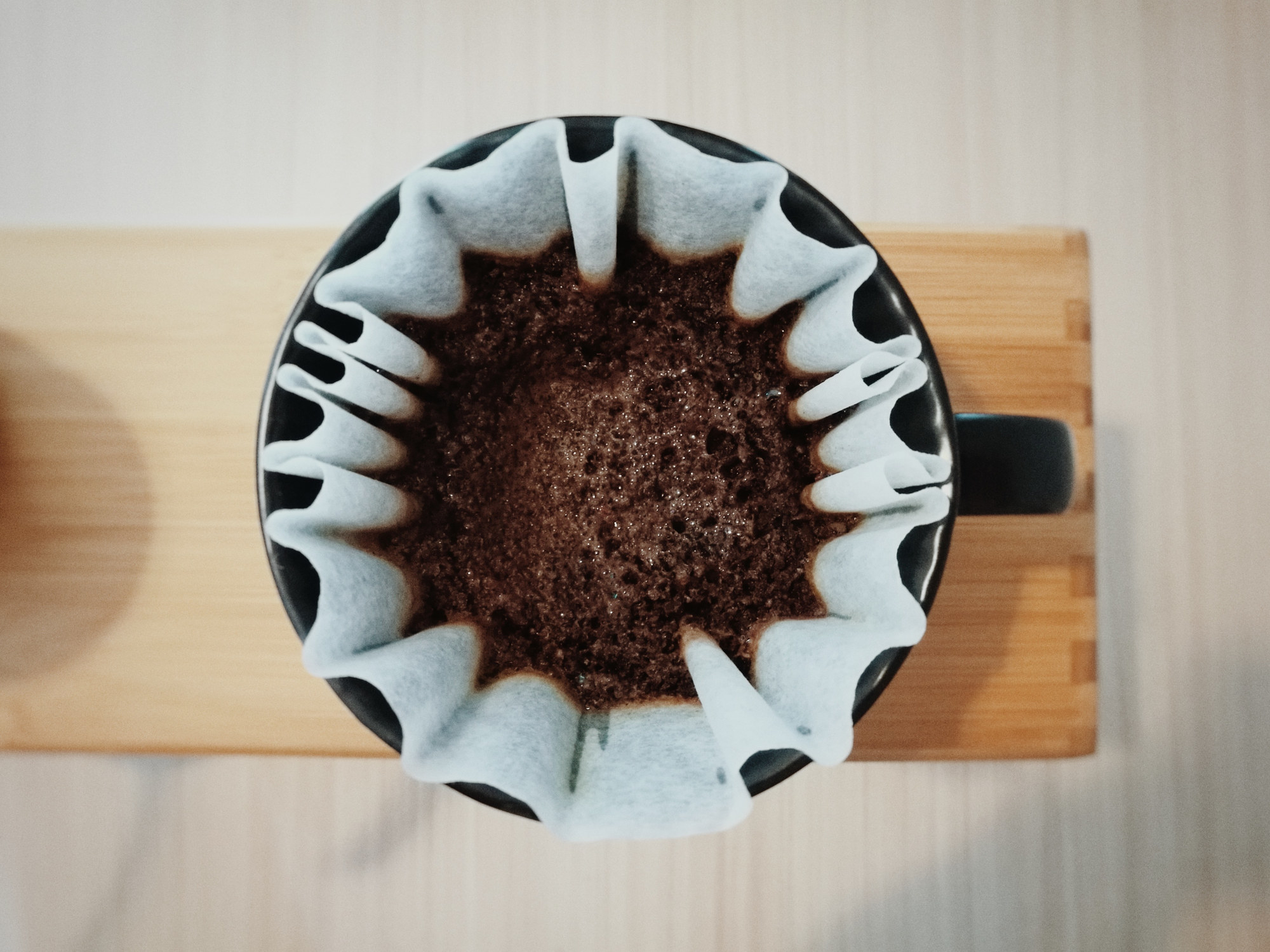Ground coffee in a filter
