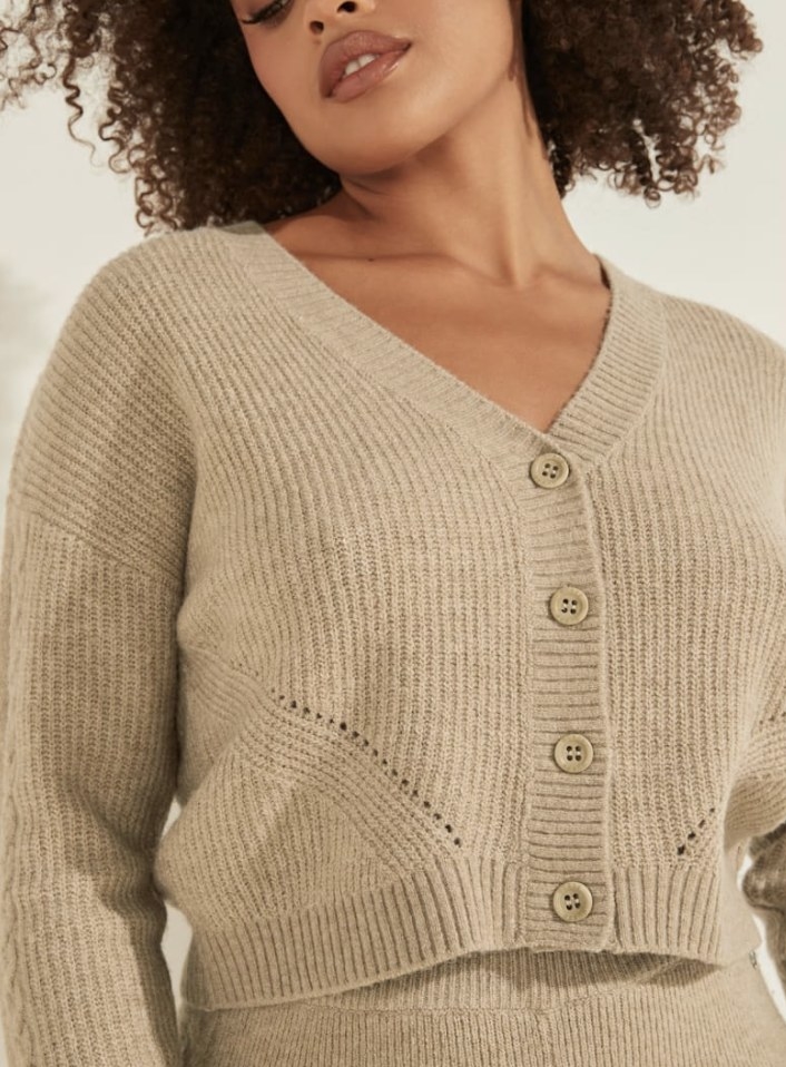 A cable knit sweater
