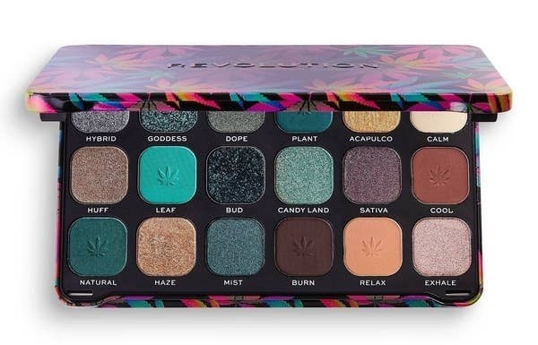 The chilled with cannabis sativa Makeup Revolution eyeshadow palette