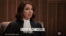 Judge saying, &quot;Earth is cancelled.&quot;
