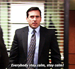michael Scott yelling &quot;Everybody stay calm, stay calm!&quot;