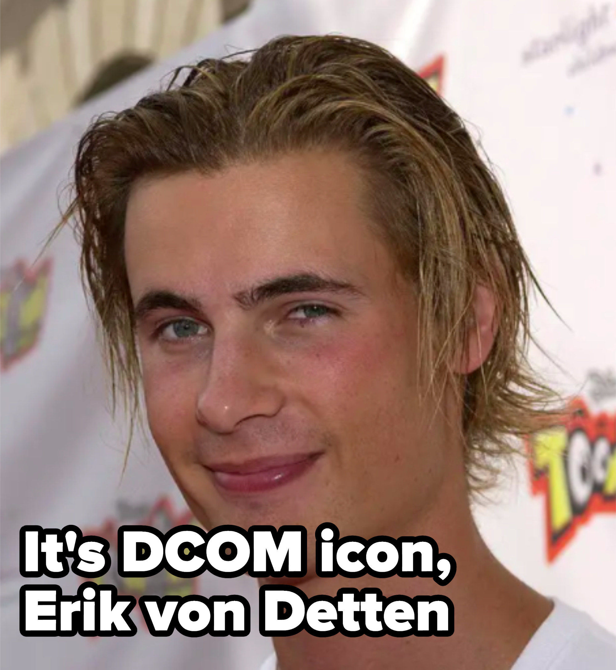 Erik von detten has frosted hair and a cute lil smile