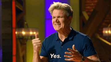 Gif of Gordon Ramsey happily saying &quot;yes&quot;
