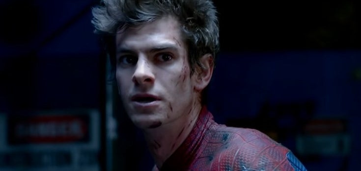 Peter, bloodied and unmasked, in &quot;The Amazing Spider-Man&quot;