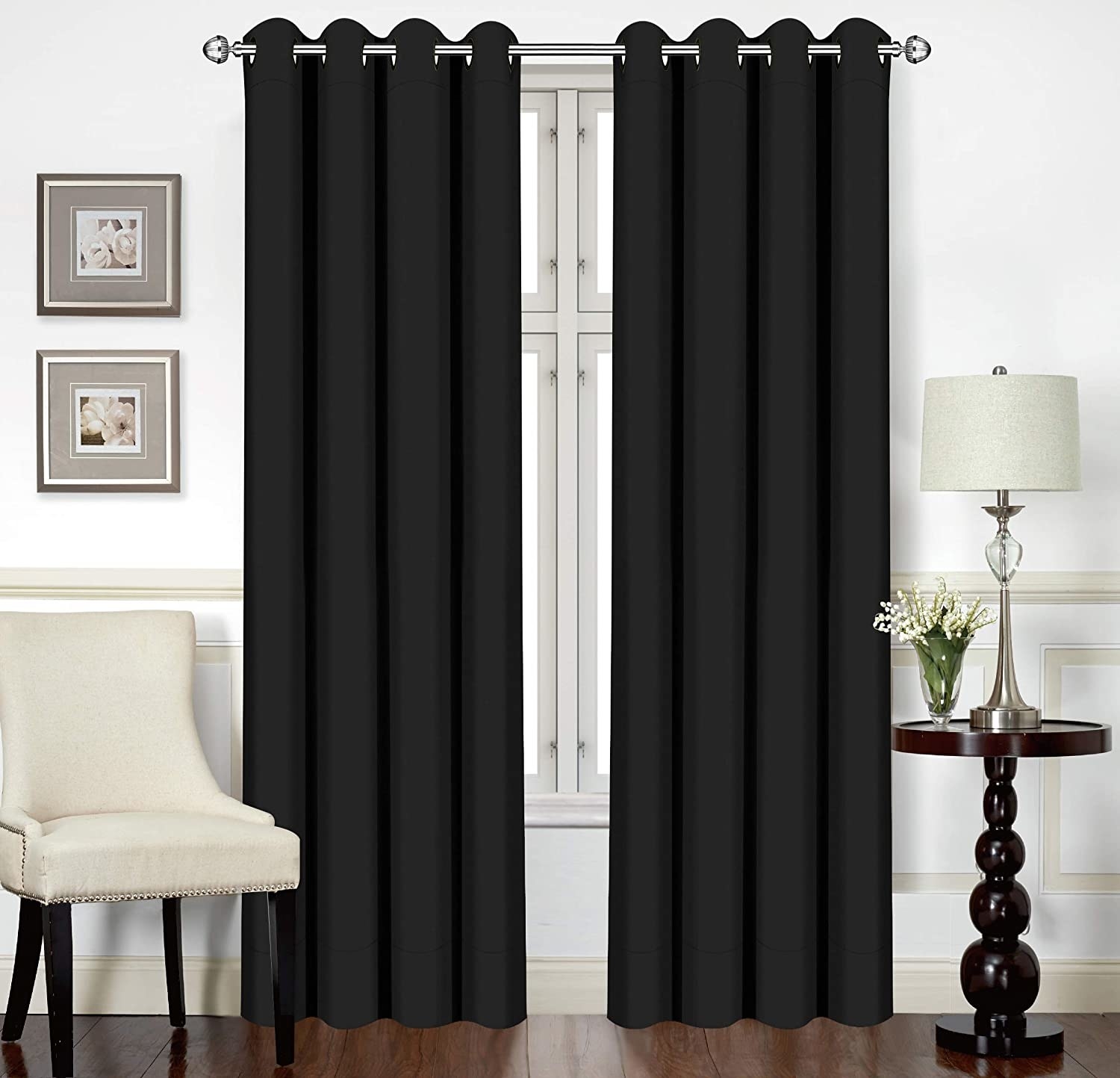 a pair of curtains covering a window