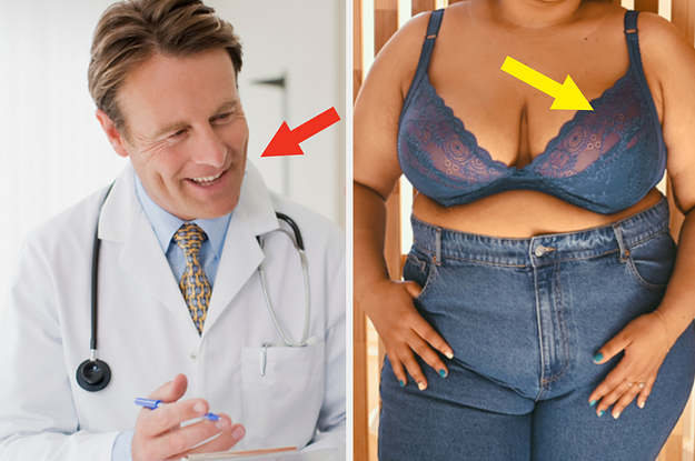 Doctor and a woman wearing a bra
