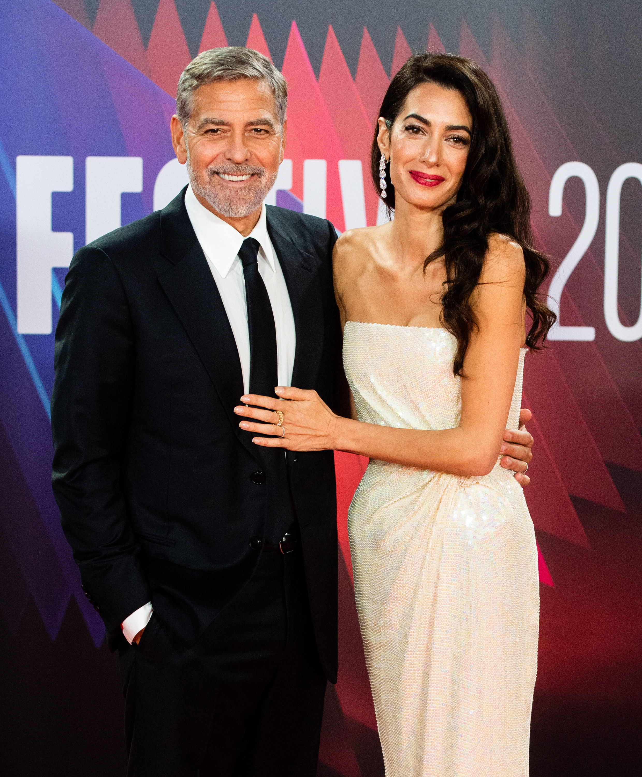 George and Amal Clooney at &quot;The Tender Bar&quot; premiere in London on October 10, 2021