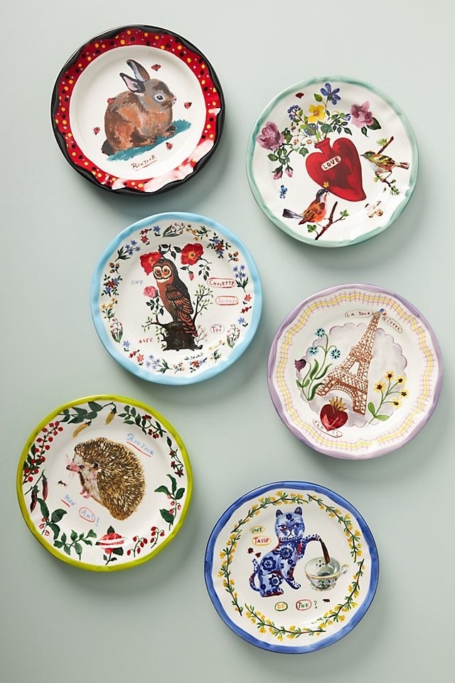 Six Natalie Lete Charmante dinner plates