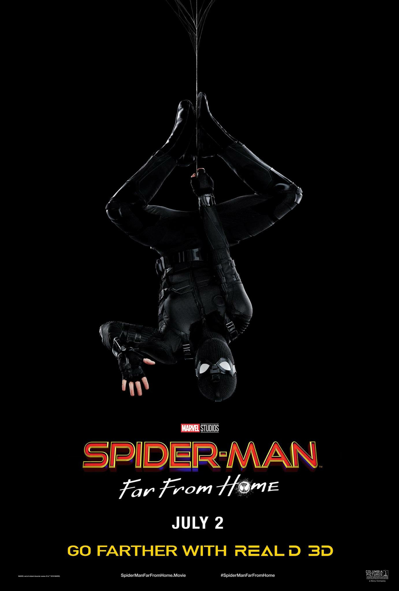 the poster, with Peter Parker in his black tactical suit
