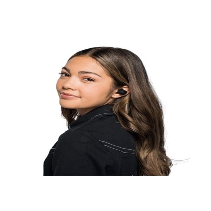 Model wearing product in ears