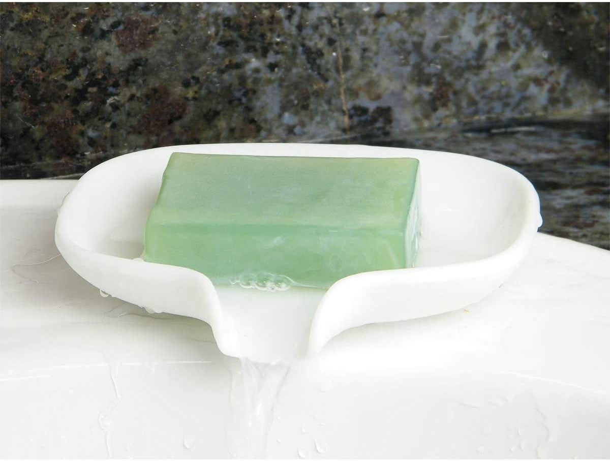 tilted soap dish for draining water