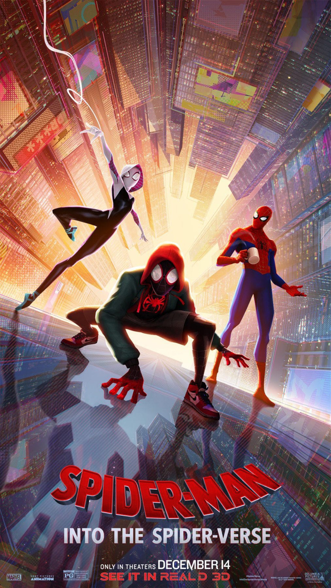 The poster, with three alternative Spider-Mans