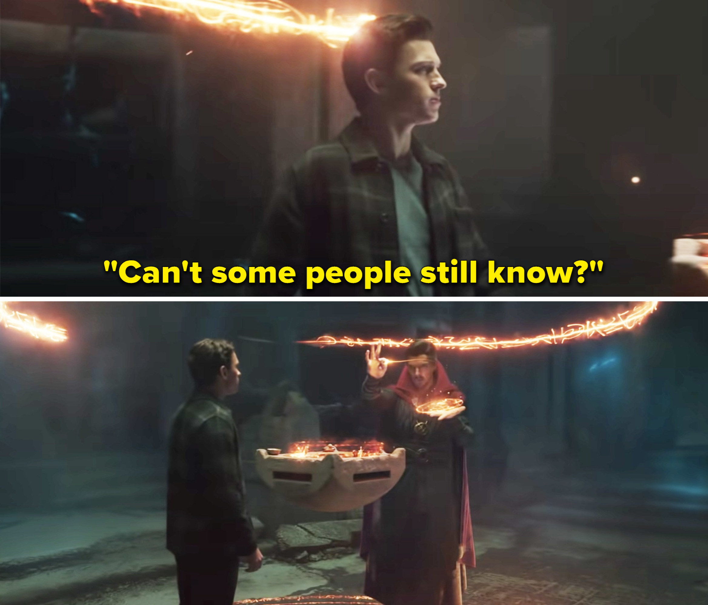 Tom asking Doctor Strange, &quot;Can&#x27;t some people still know?&quot;
