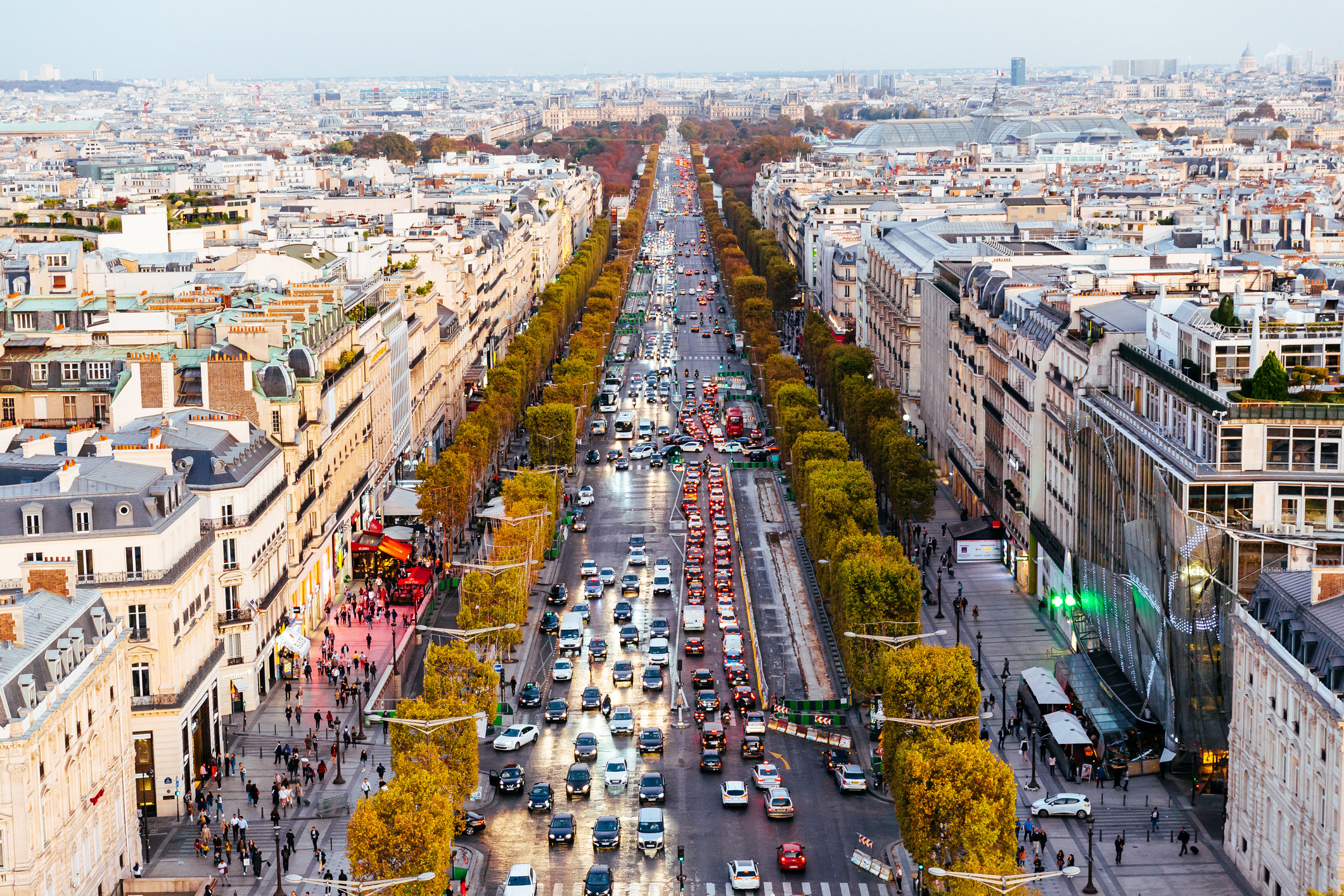 A busy Parisian avenue