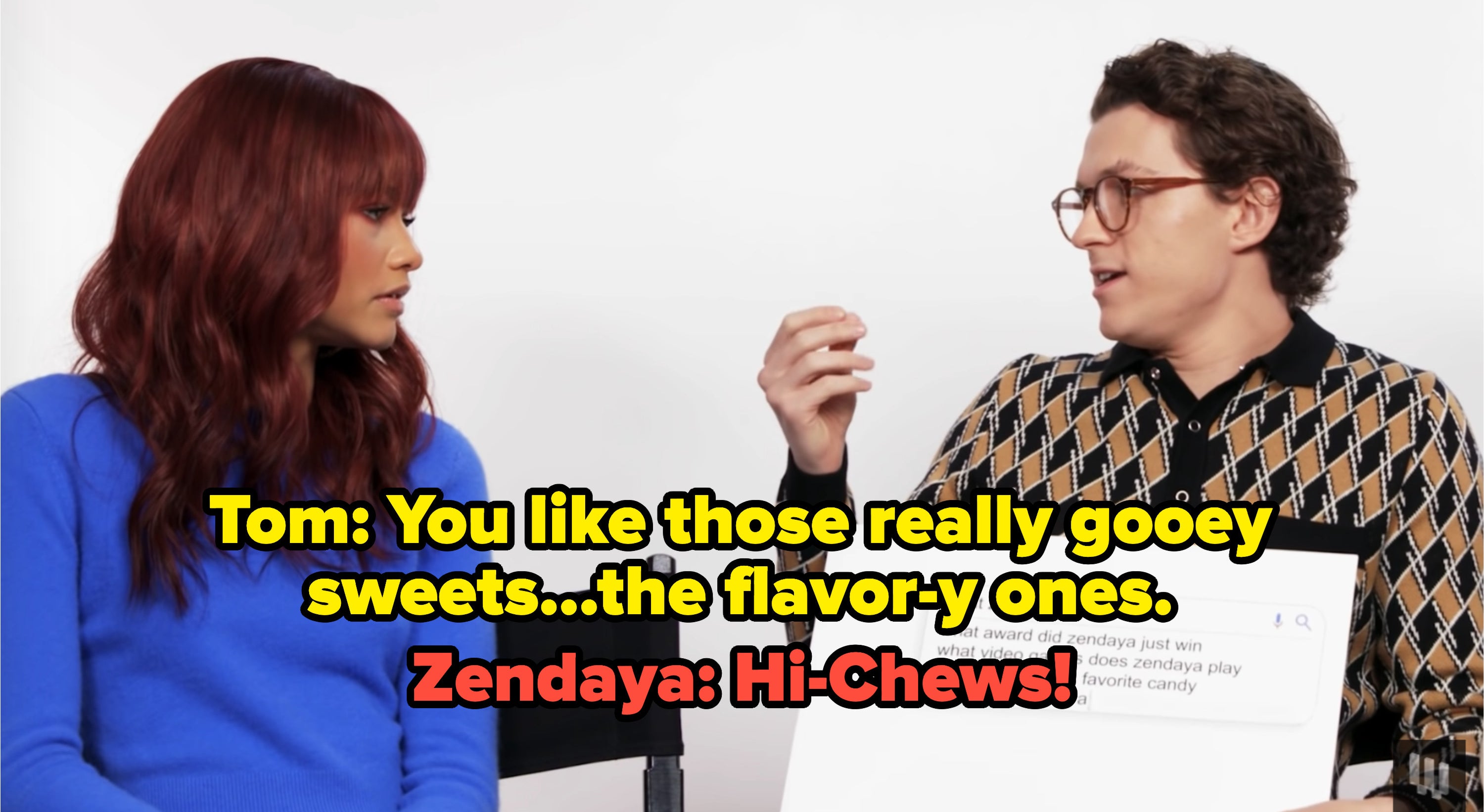 Tom Holland and Zendaya completing an interview for WIRED