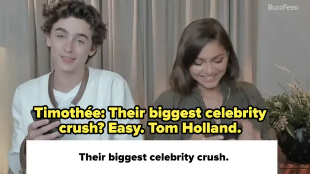 Timothée revealing that Tom Holland is Zendaya&#x27;s celebrity crush