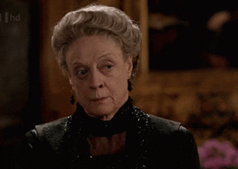 Violet, Dowager Countess of Grantham, shakes her head in annoyance on Downtown Abbey